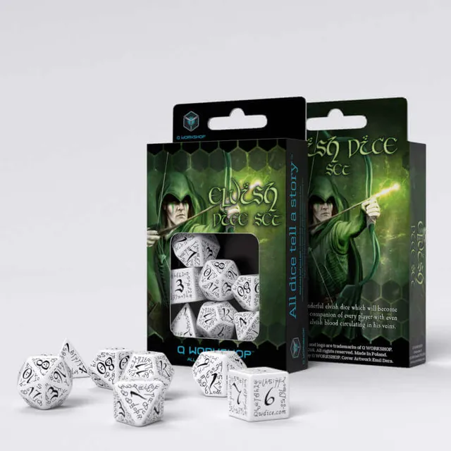 Q Workshop Elvish sada kostek bílo-černá 7 ks