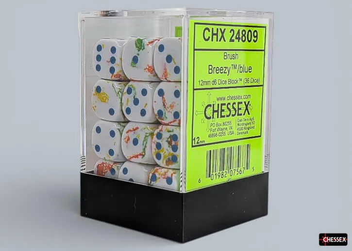 Chessex Brush Breezy sada kostek D6 12 mm 36 ks CHX24809