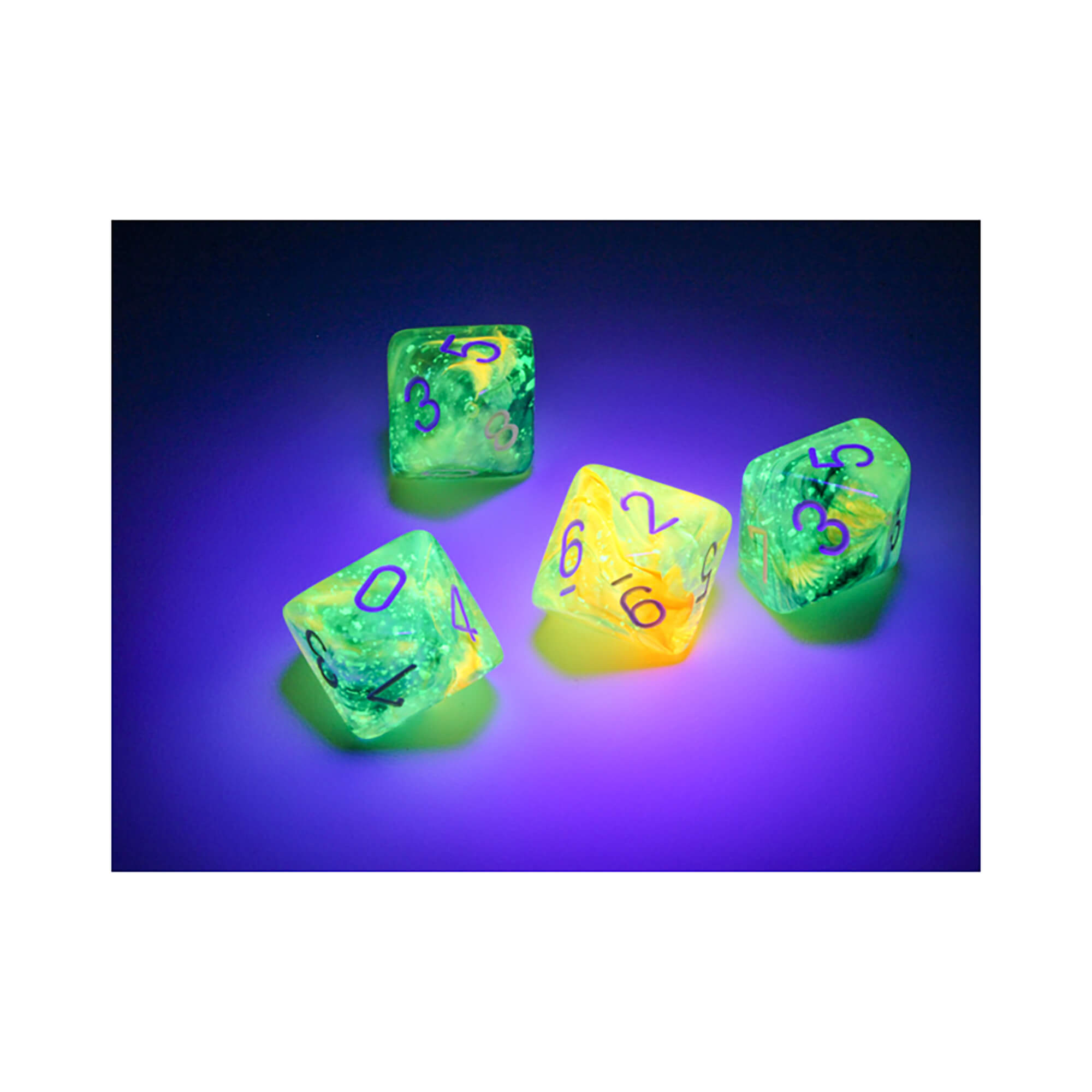 Chessex Nebula Luminary Spring White sada kostek d10 10 ks svítící