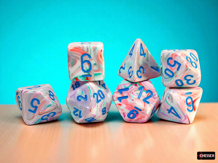 Chessex Festive Pop Art Blue kostky 7 ks 20 mm
