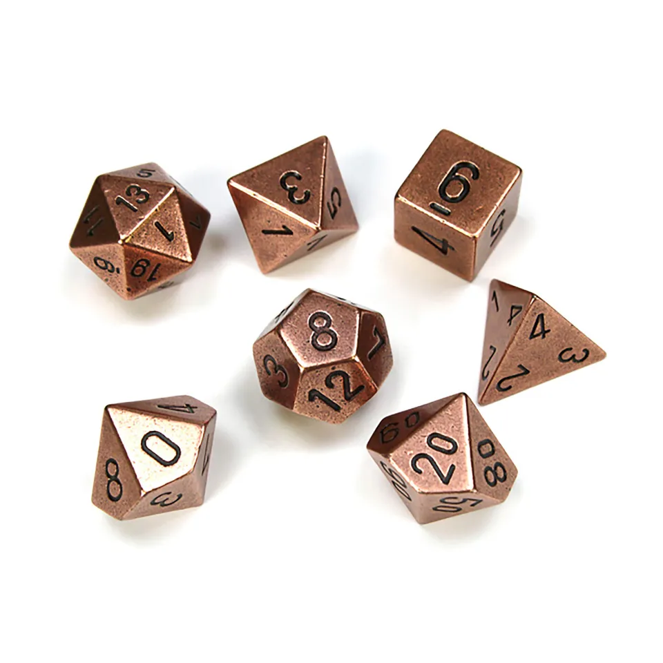 Chessex Solid Metal Copper sada polyhedrických kostek 7 ks