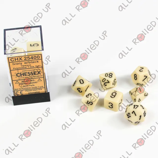 Chessex Opaque sada kostek 7 ks Ivory Black