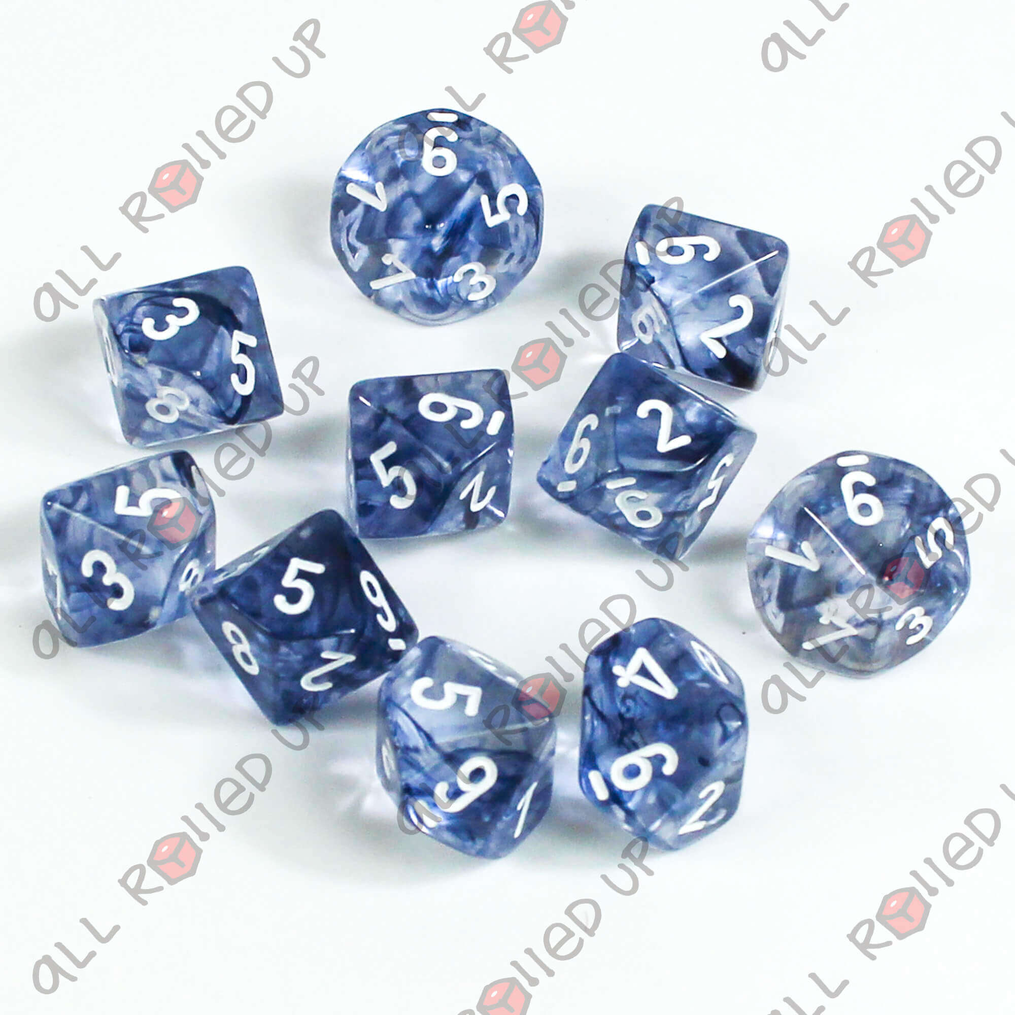 Chessex Nebula D10 sada kostek 10 ks černobílá