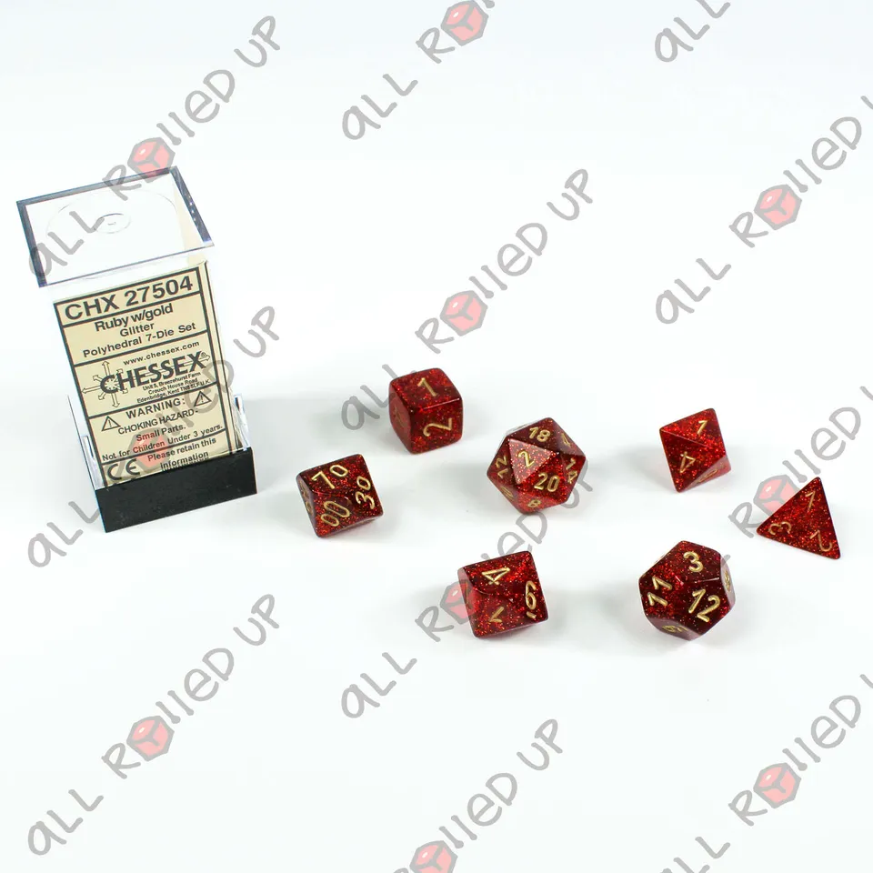 Chessex Glitter Ruby & Gold sada kostek 7 ks