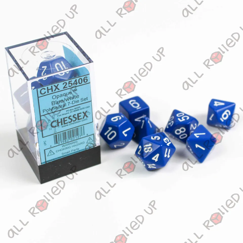 Chessex Opaque sada kostek 7 ks Blue-White polyhedral