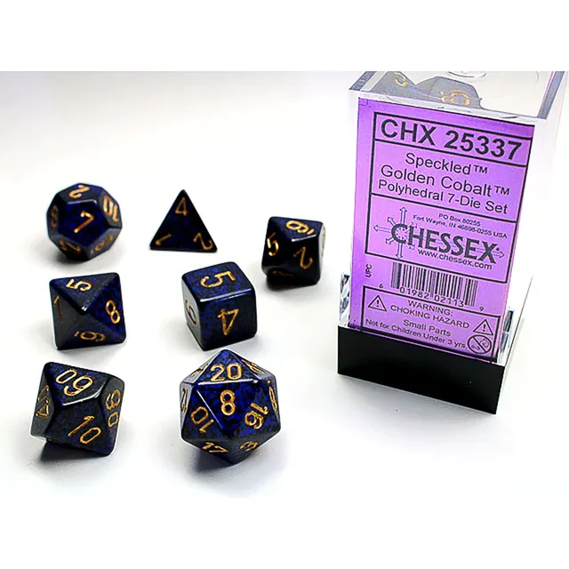 Chessex Speckled Golden Cobalt sada kostek 7ks CHX25337