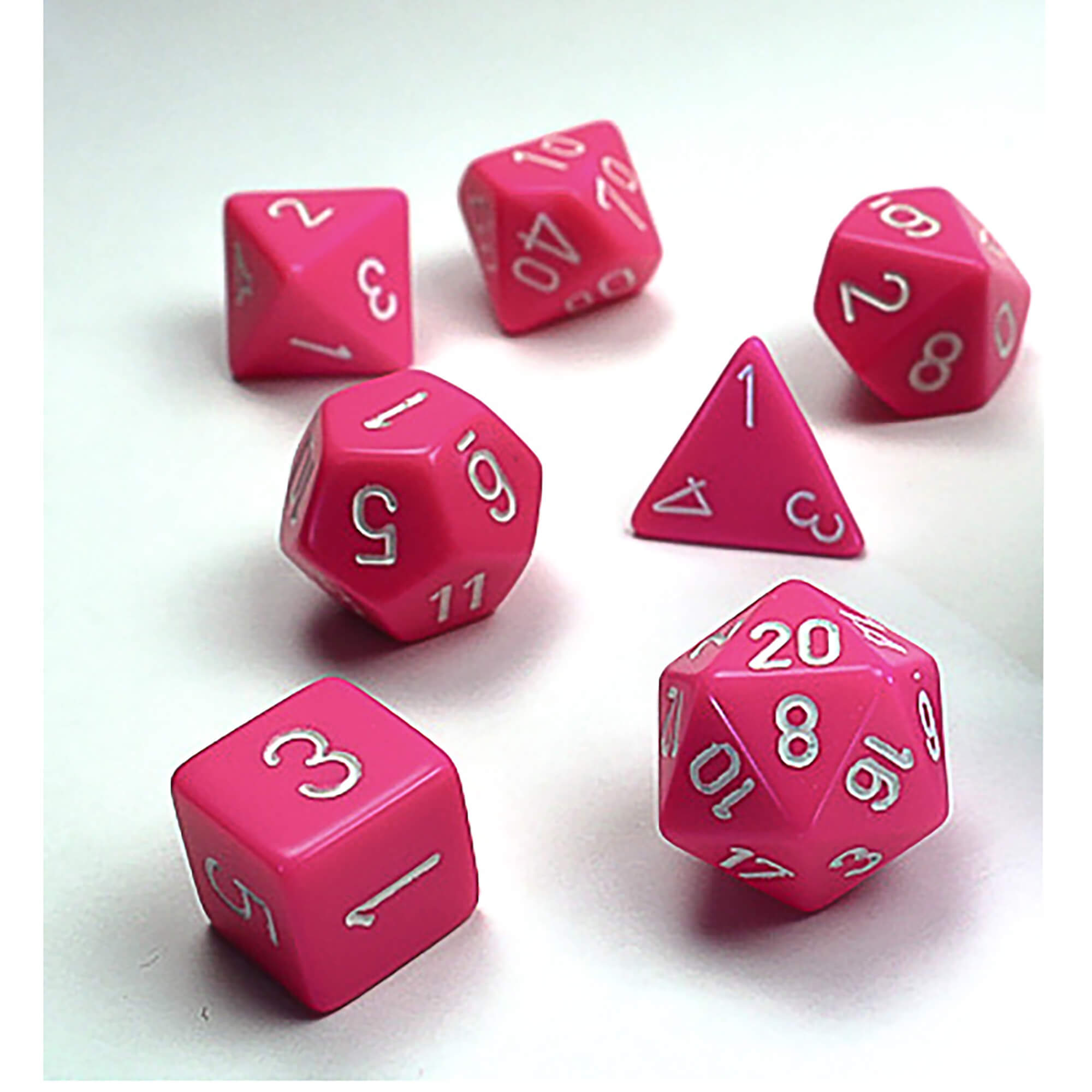 Chessex Opaque sada kostek 7 ks růžová polyhedrická