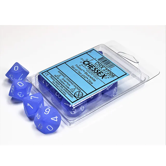 Chessex Frosted sada kostek D10 10ks modrá