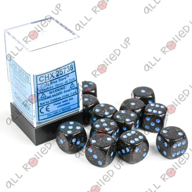 Chessex Speckled Blue Stars kostky 12×16 mm, 12 ks