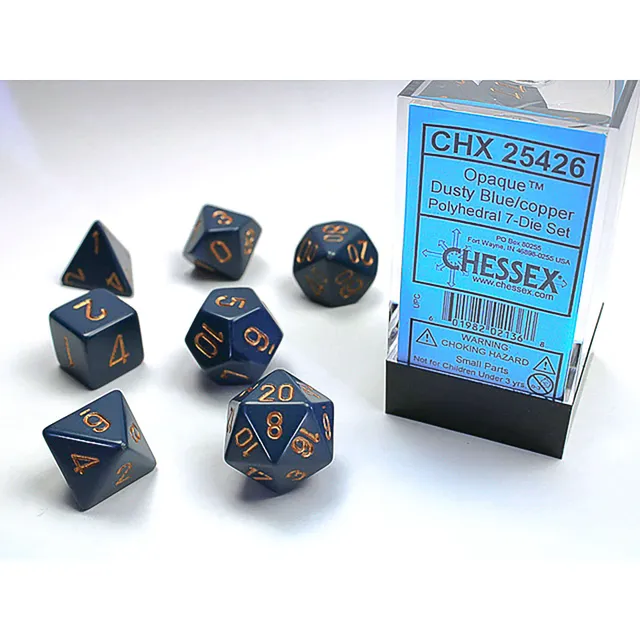 Chessex Opaque Dusty Blue sada 7 kostek polyhedrická matná