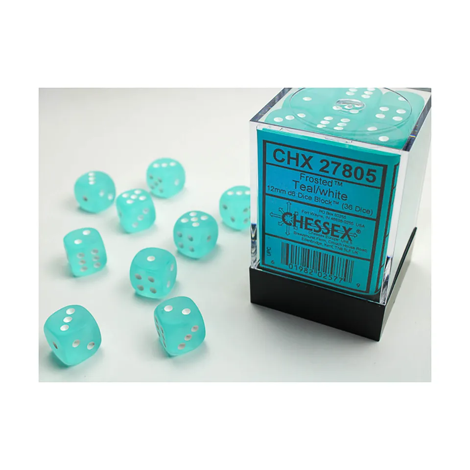 Chessex Frosted CHX27805 kostky D6 36 ks teal