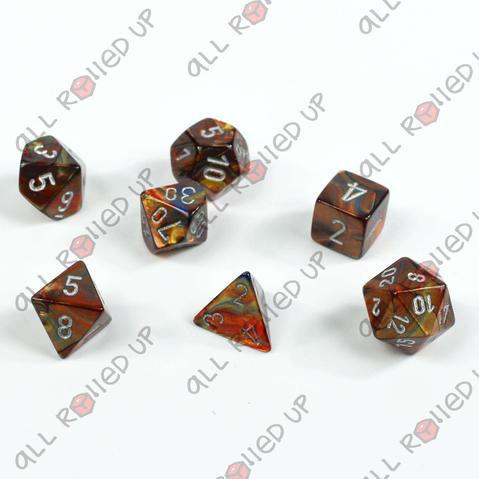 Chessex Lustrous Gold Silver polyhedrální kostky 7 ks lesklé