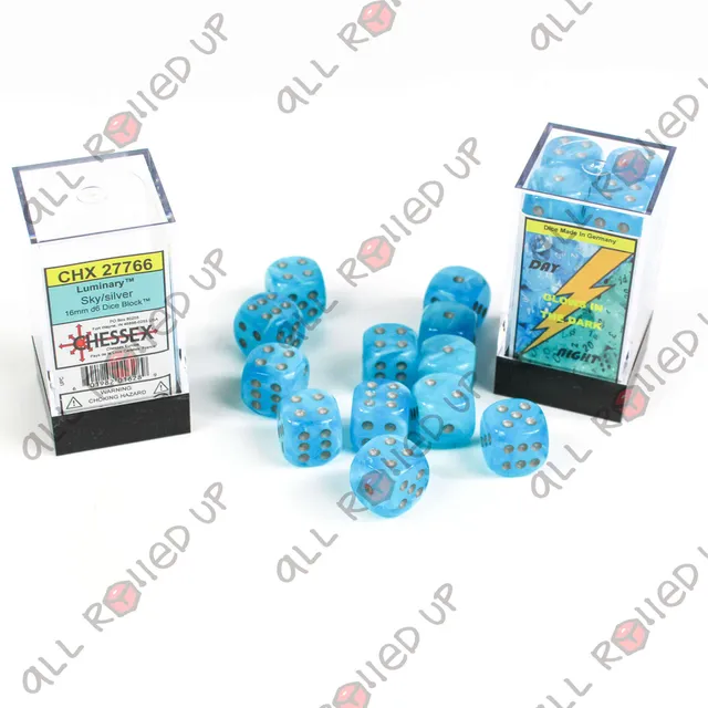 Chessex Luminary Sky Silver sada kostek D6 12 ks