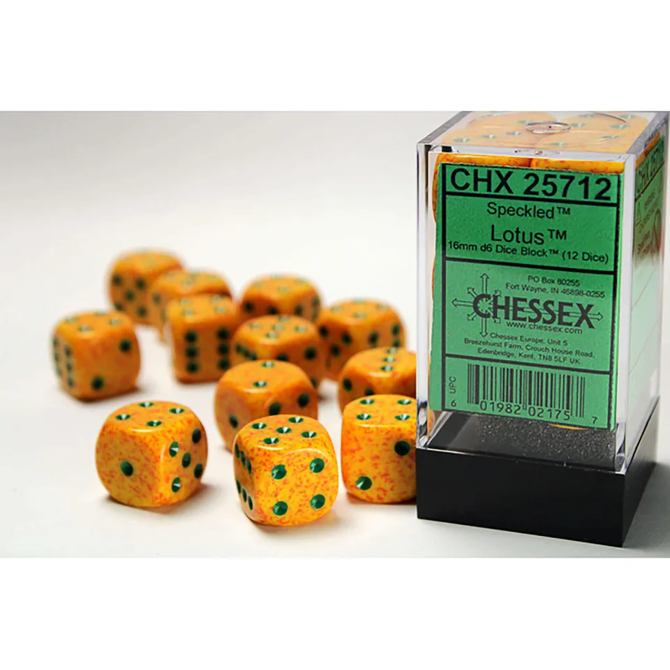 Chessex Speckled Lotus sada kostek 12x D6 kropenatá