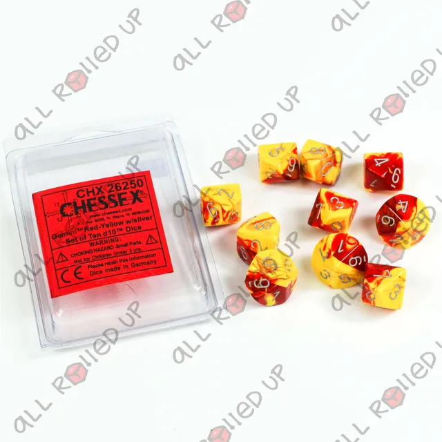 Chessex Gemini sada kostek D10 10 ks červeno-žlutá