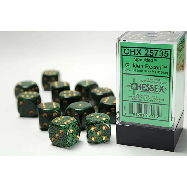 Chessex Speckled Golden Recon kostky D6 sada 12 ks 16mm