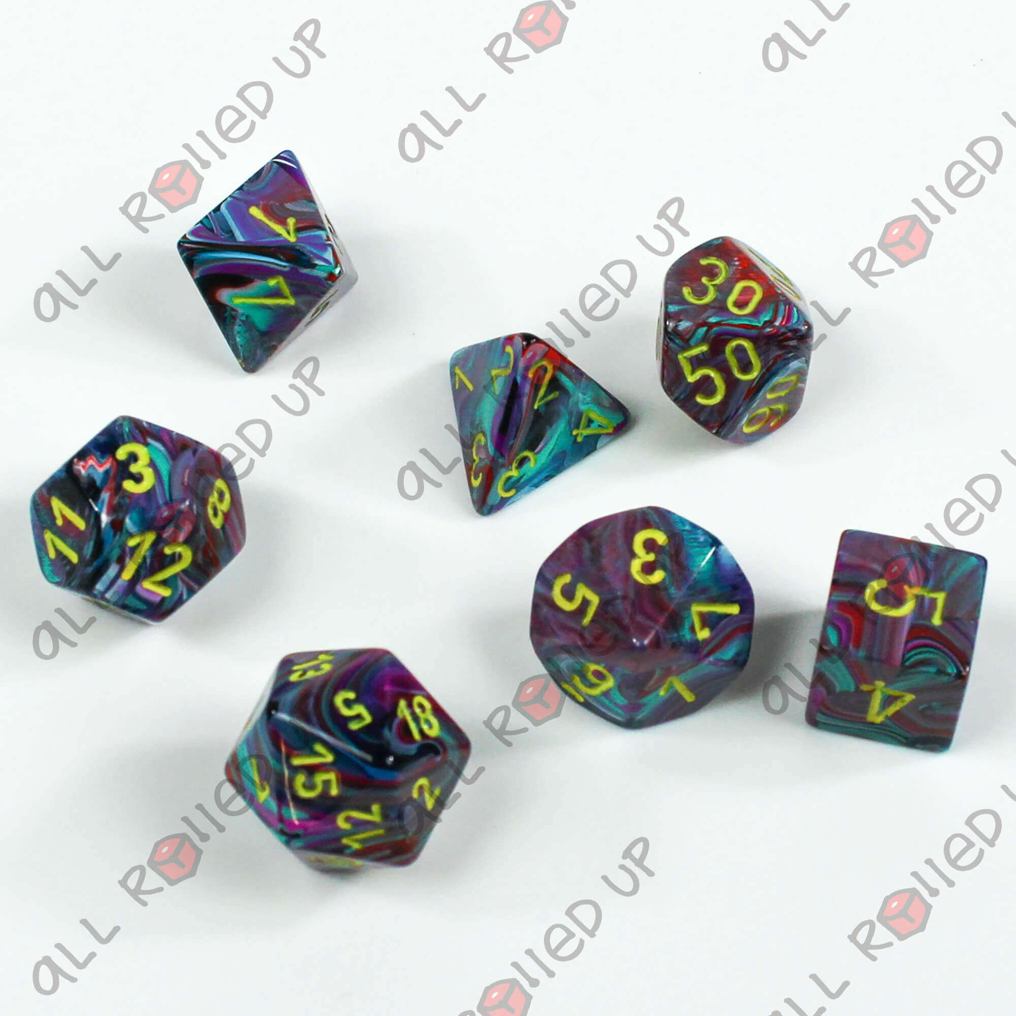 Chessex Festive Mosaic sada kostek 7ks žlutá