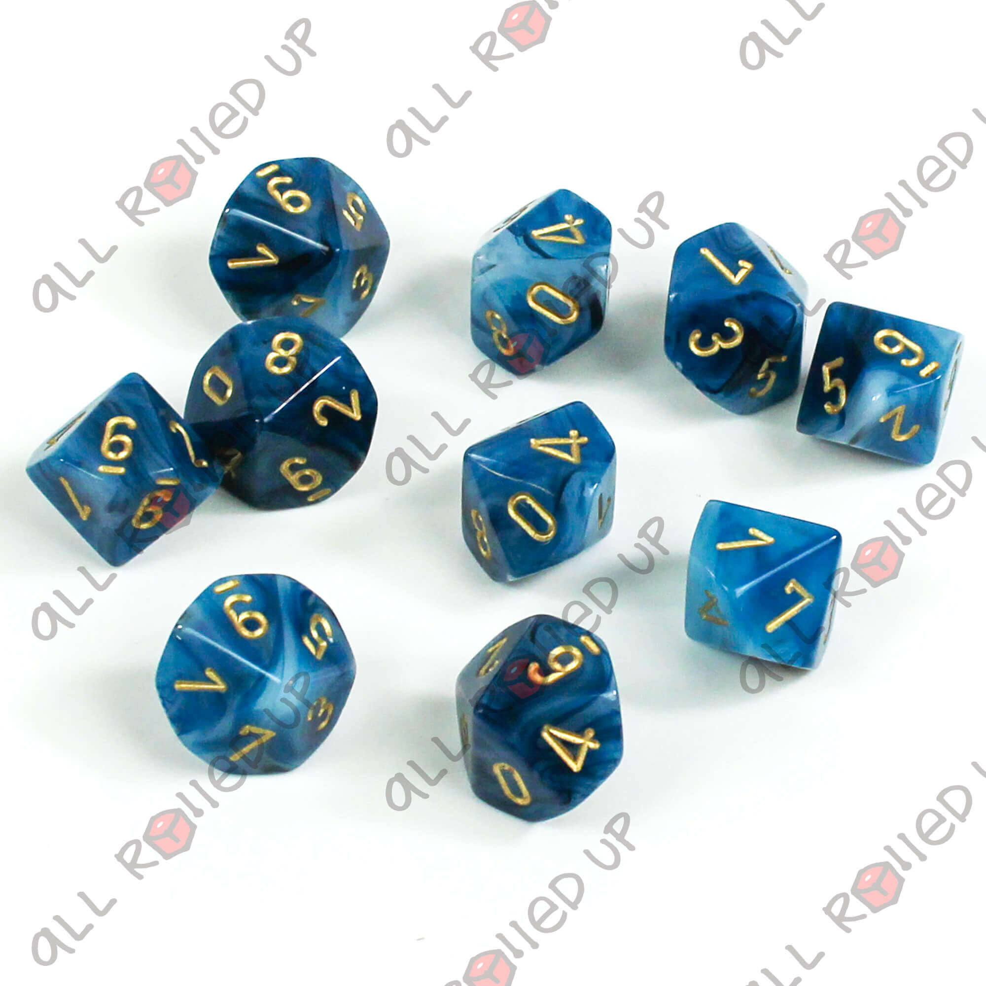 Chessex Phantom Teal Gold sada kostek D10 10 ks