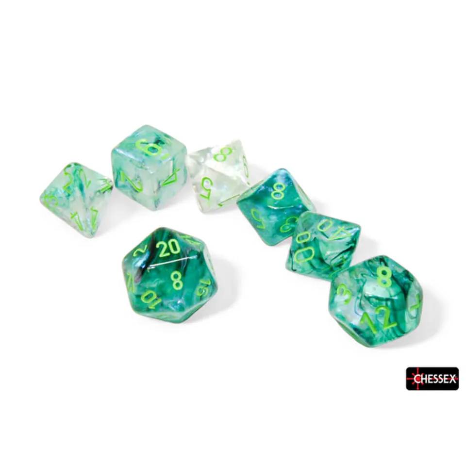 Chessex Borealis Kelp kostky 7 ks svítivé