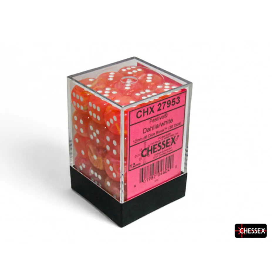 Chessex Festive Dahlia White sada kostek D6 36 ks 12 mm