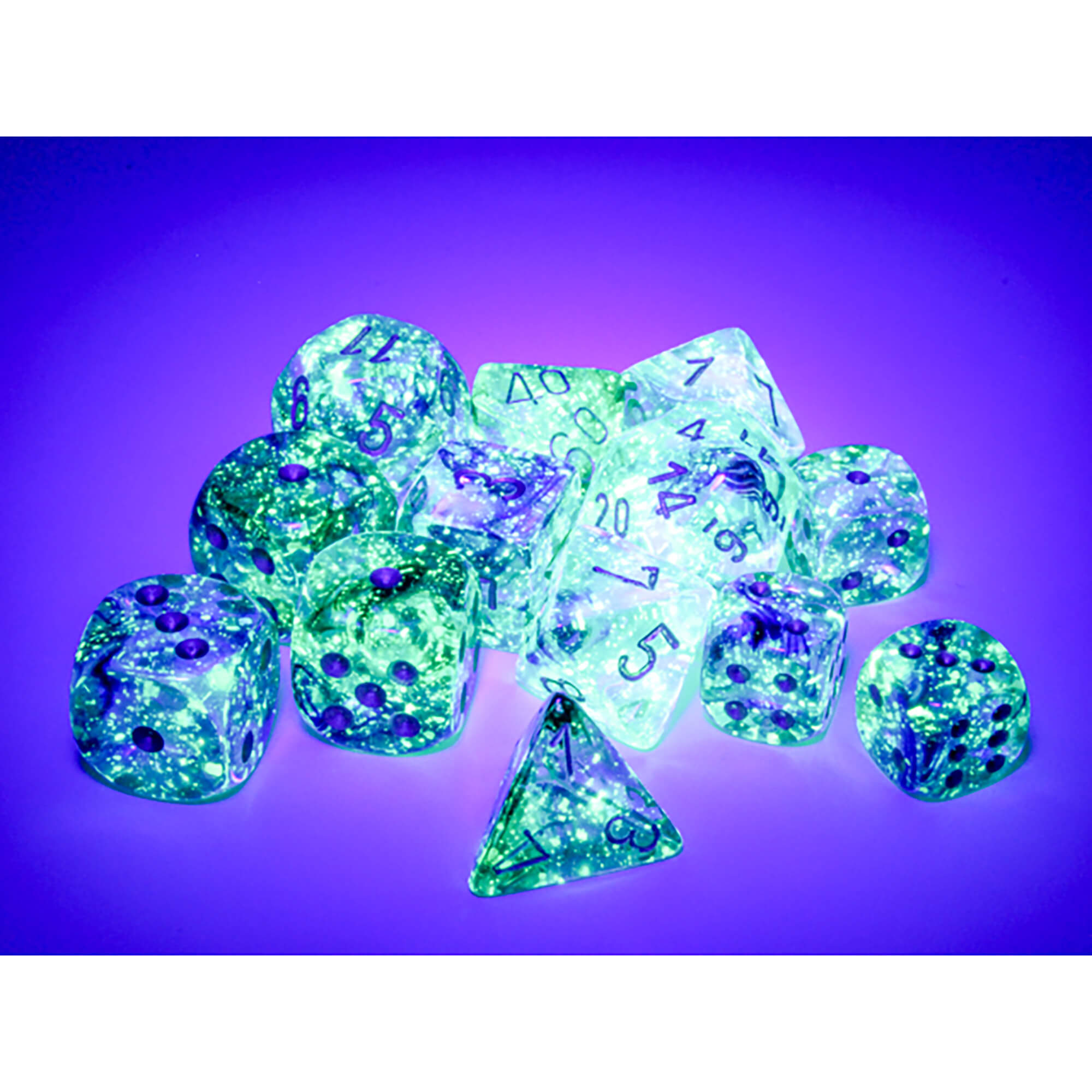 Chessex Nebula Oceanic Gold Luminary sada kostek 7 ks