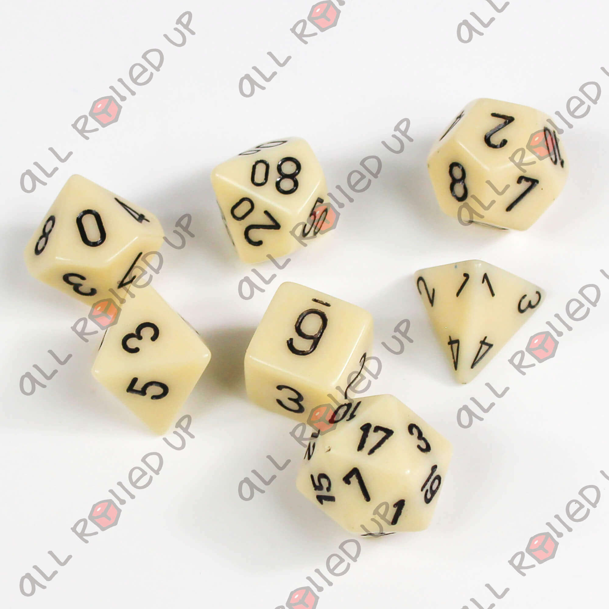 Chessex Opaque sada kostek 7 ks Ivory Black