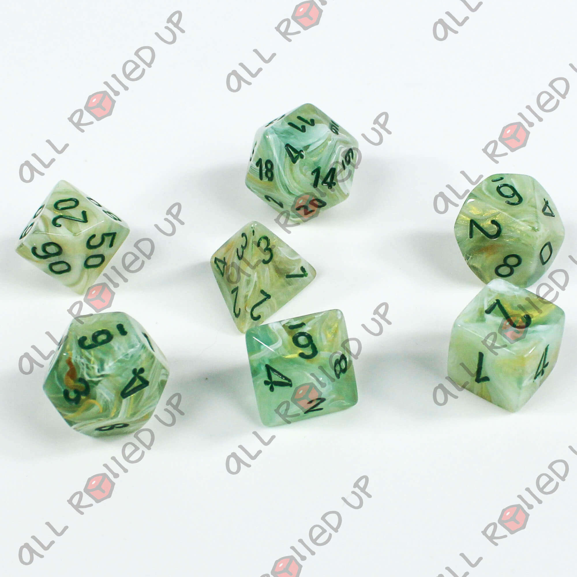 Chessex Marble Green Dark Green sada kostek 7 ks mramor