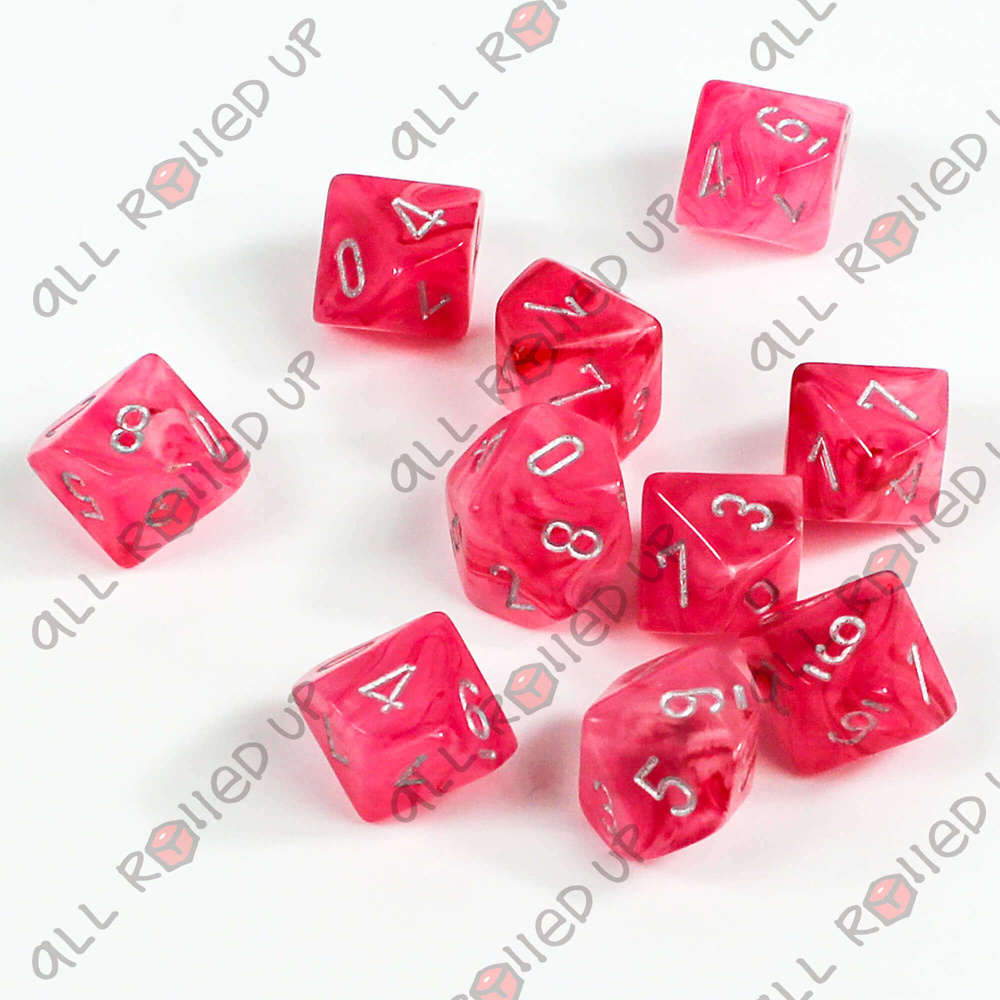 Chessex Ghostly Glow D10 kostky růžové 10 ks