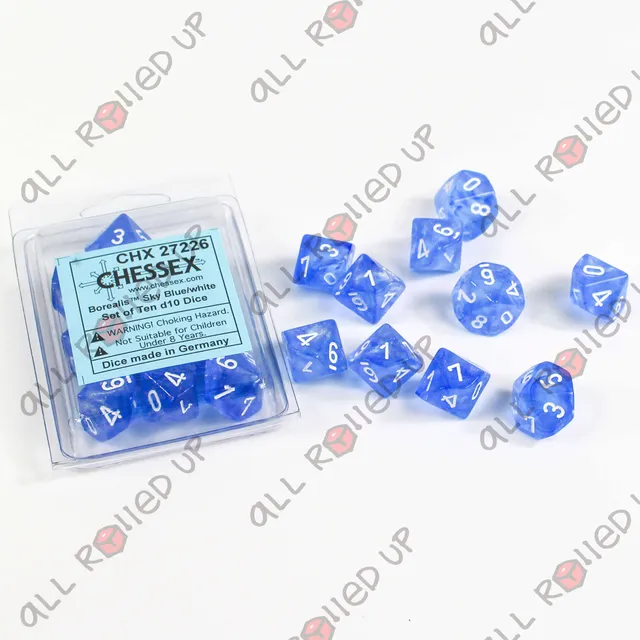 Chessex Borealis Sky Blue White kostky 10x D10 perleťové