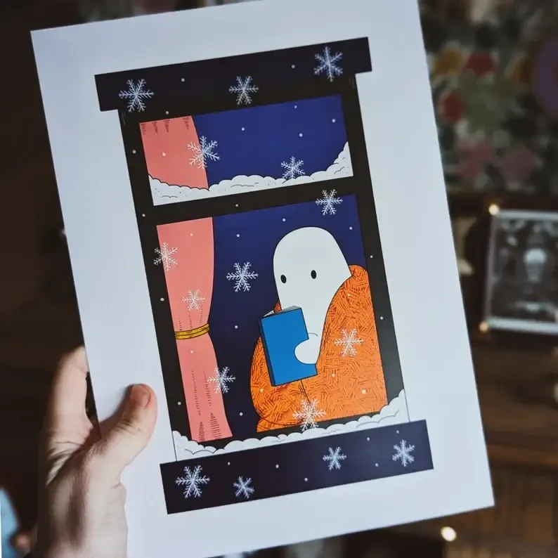 All Rolled Up Cosy Snowy Window Ghost plakát A4