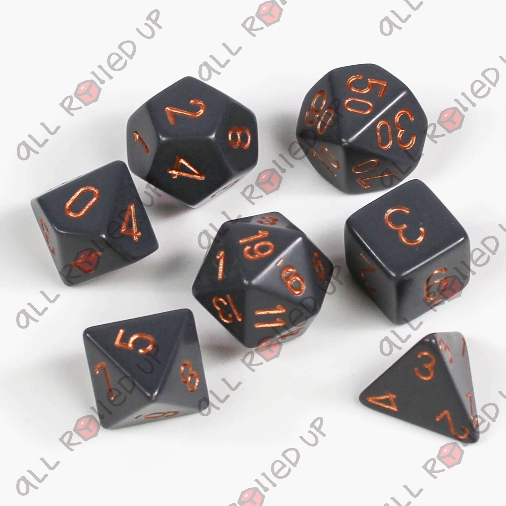 Chessex Opaque sada kostek 7 ks dark grey měděná