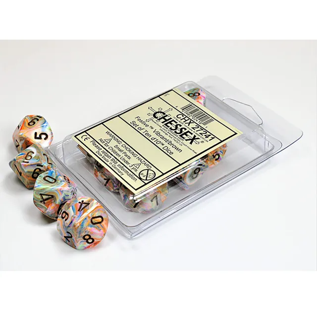 Chessex Festive CHX27241 kostky D10 hnědé 10 ks