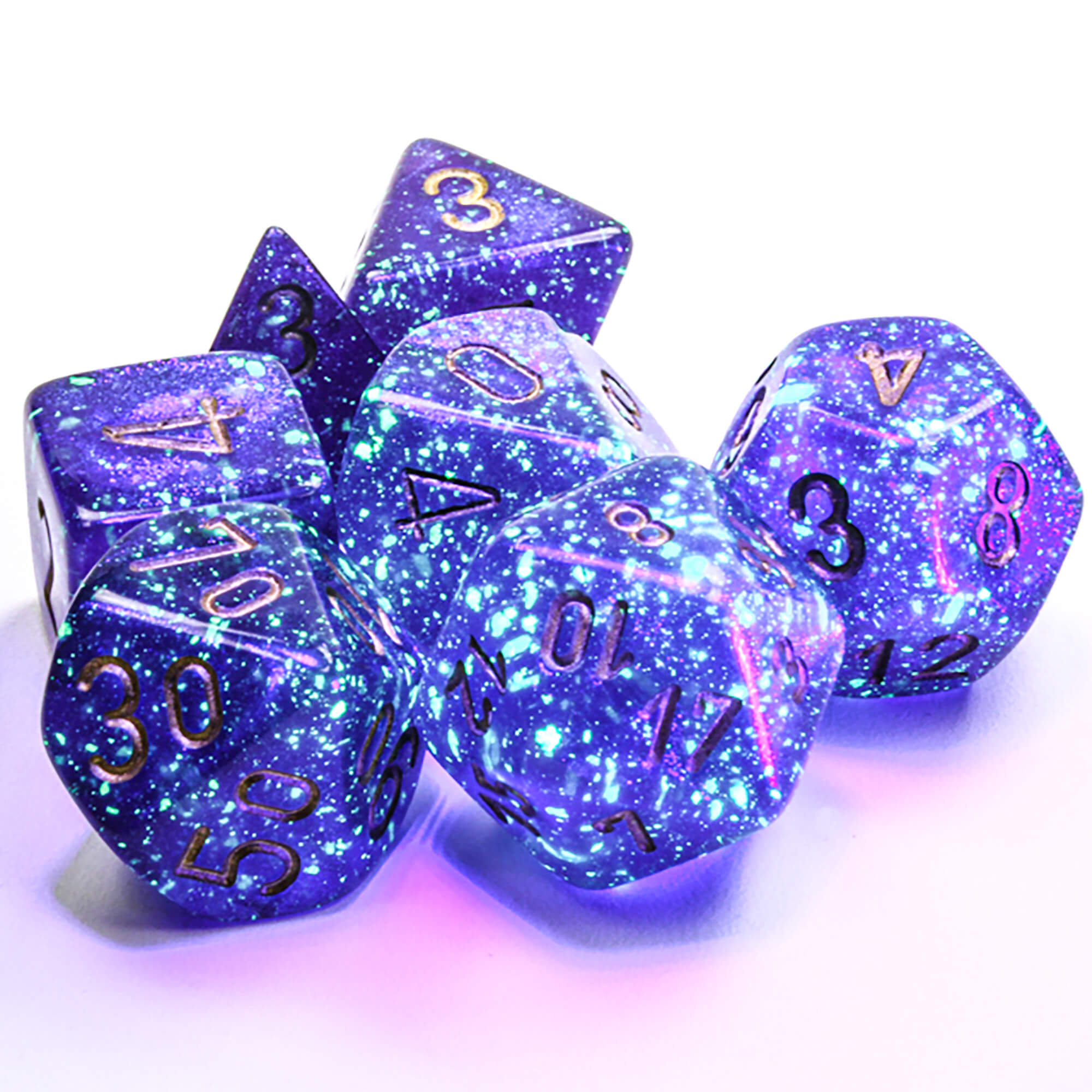 Chessex Borealis CHX2787 sada 7 kostek Royal Purple svítící