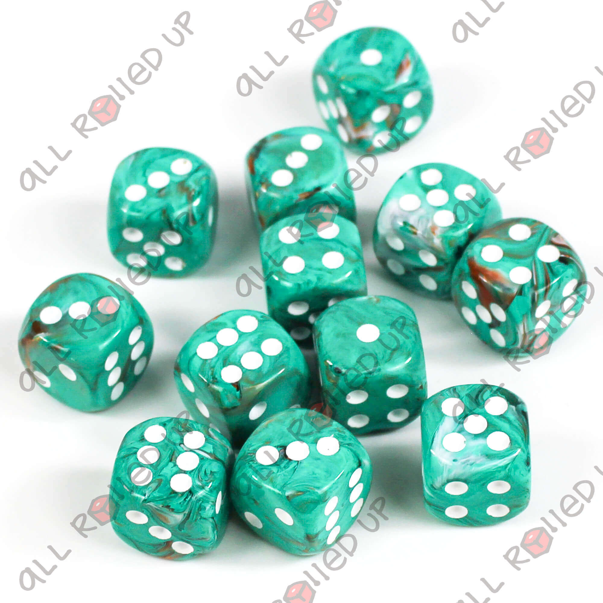 Chessex Marble Oxi-Copper D6 16mm kostky měděné 12 ks