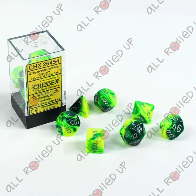 Chessex Gemini CHX26454 sada kostek 7ks Green-Yellow