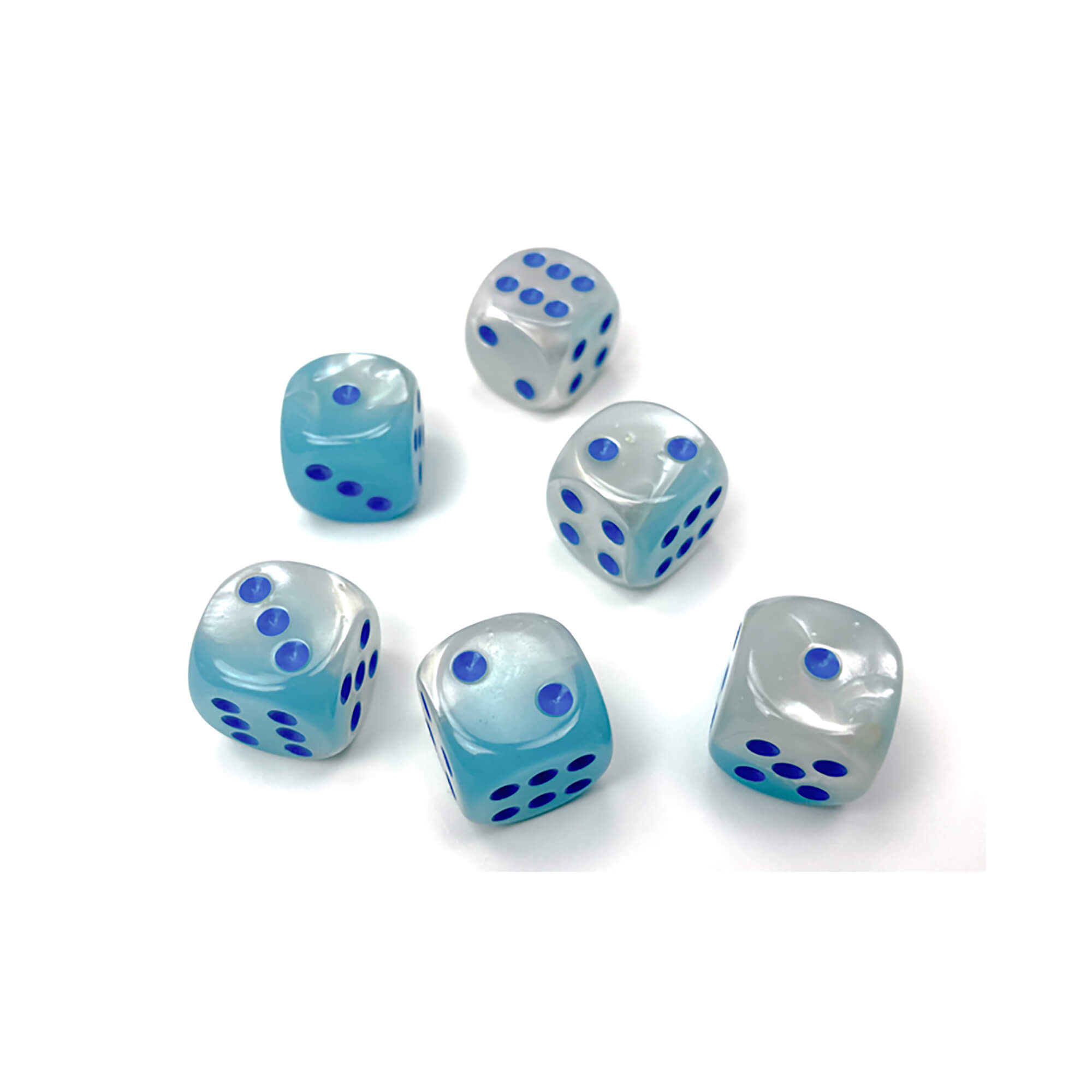 Chessex Gemini Pearl Turquoise kostky D6 12 ks 16 mm