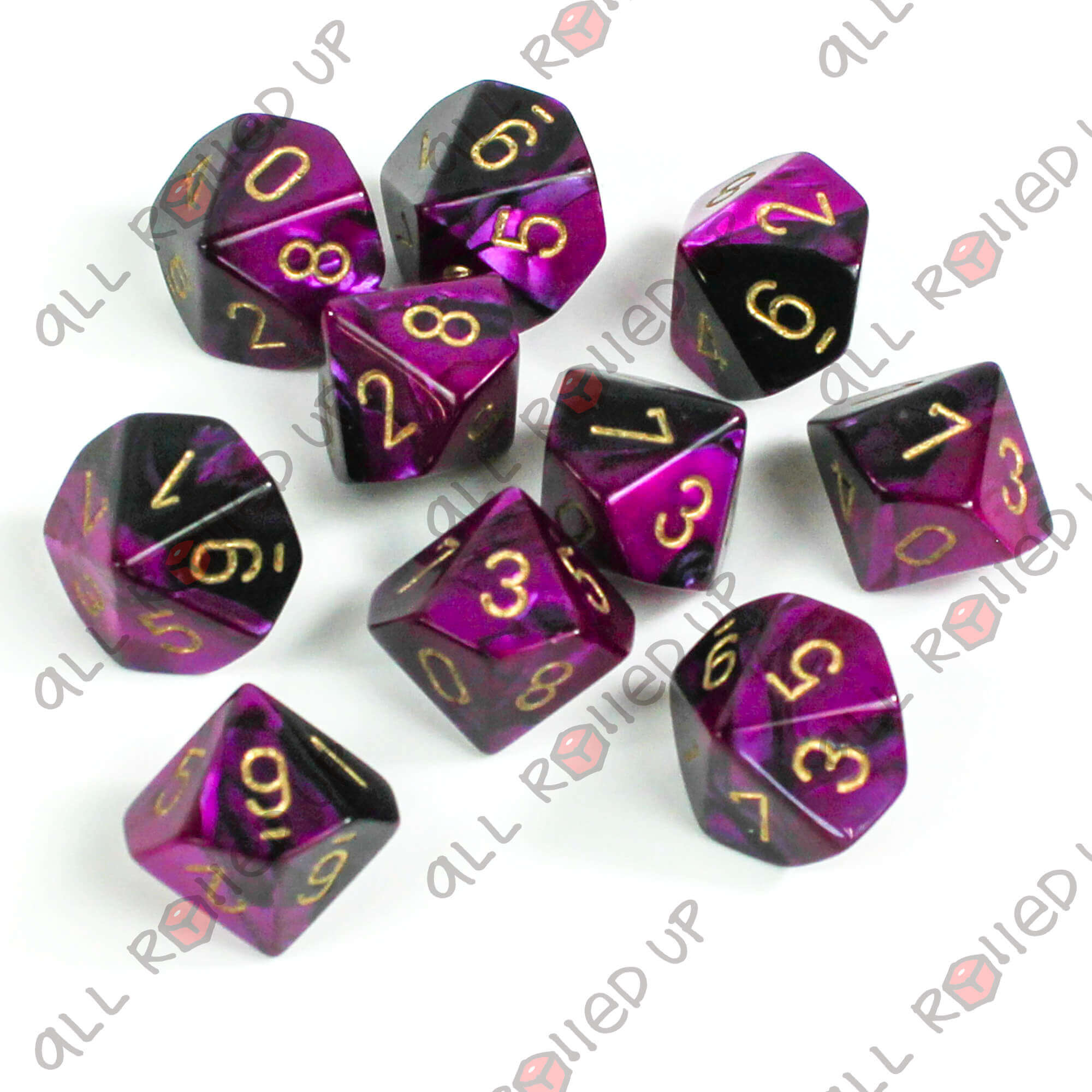 Chessex Gemini D10 sada kostek 10 ks Black-Purple Gold