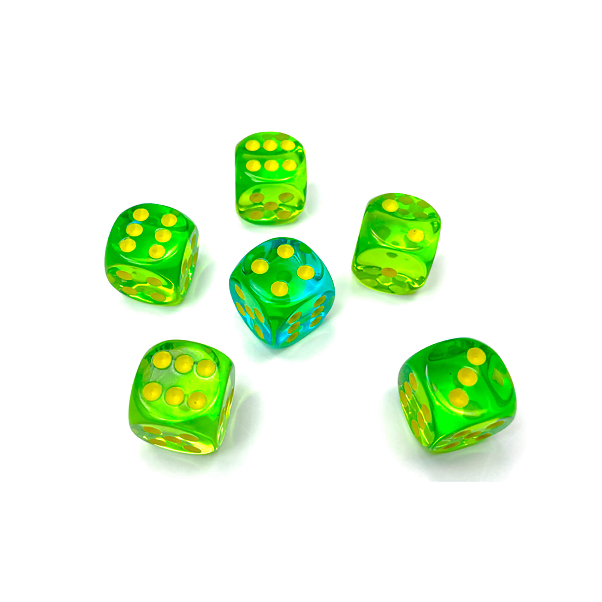 Chessex Gemini D6 sada kostek Green-Teal 12 ks 16mm