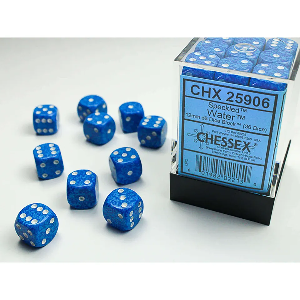 Chessex Speckled Water 36x D6 12mm kostky