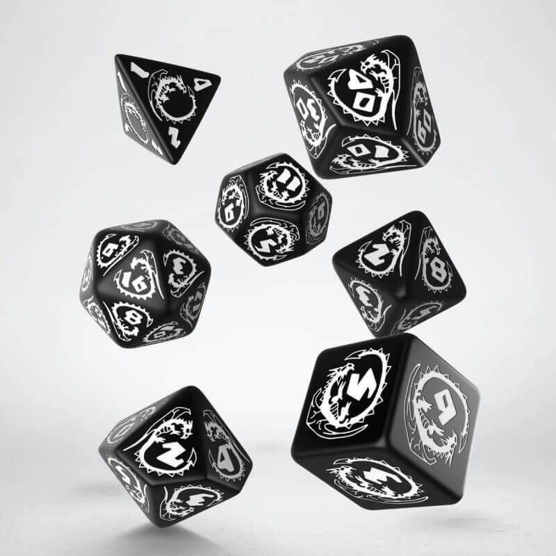 Q Workshop Dragons Black & White kostky 7 ks černobílé