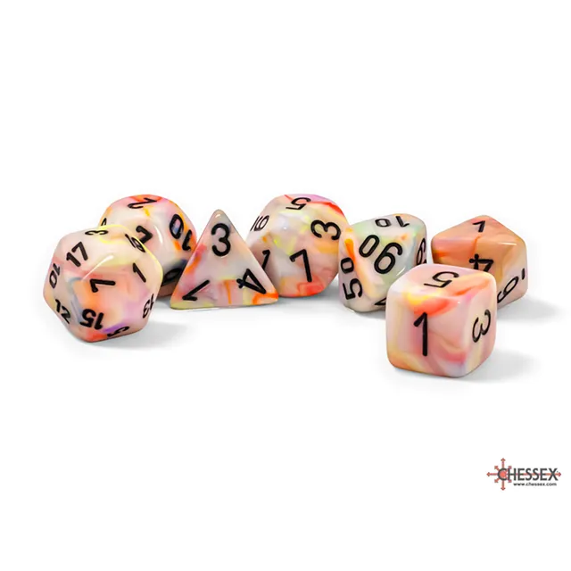 Chessex Festive Circus Black sada kostek 7 ks 20 mm