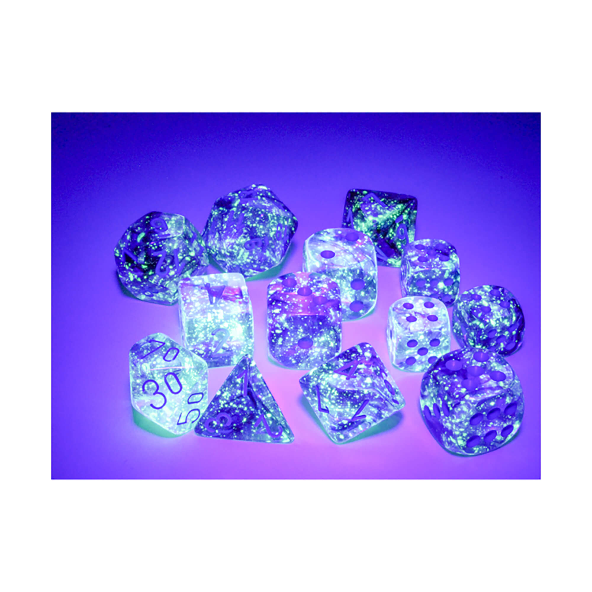Chessex Nebula Nocturnal sada 36 kostek D6 12mm svítící