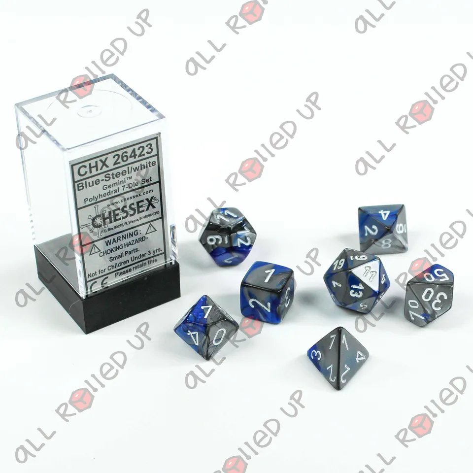 Chessex Gemini Blue-Steel White sada kostek 7 ks