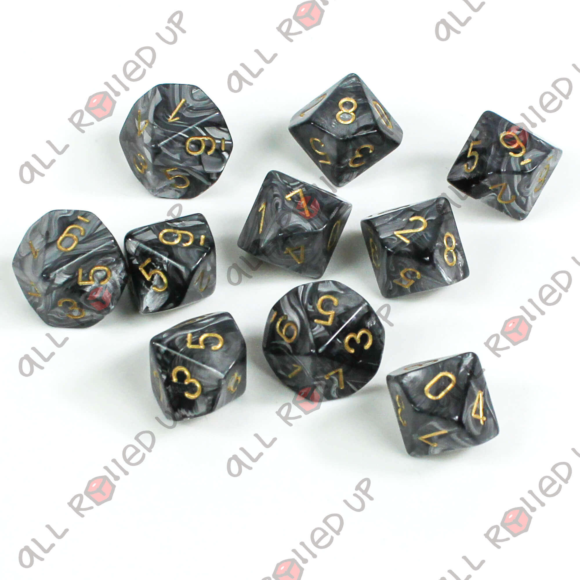 Chessex Lustrous CHX27298 sada kostek D10 černá 10 ks