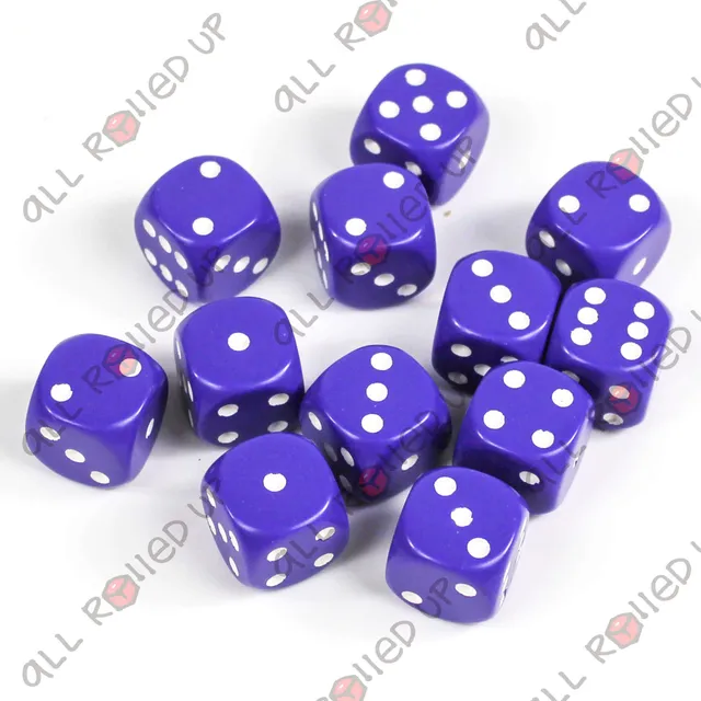 Chessex Opaque Purple White sada kostek D6 12 ks