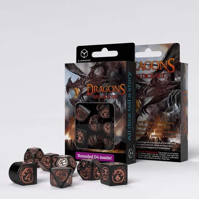Q-Workshop Dragons Modern Black Copper sada kostek 7 ks