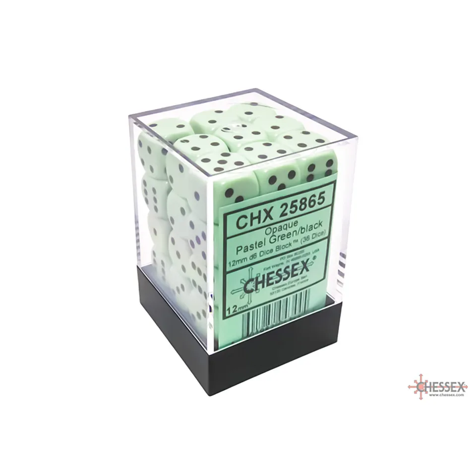 Chessex Opaque sada kostek D6 12 mm pastel green 36 ks