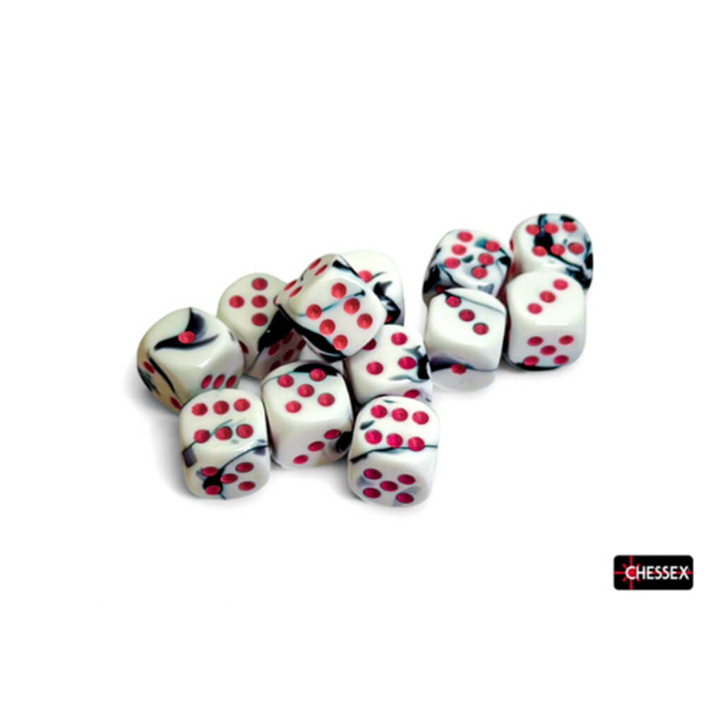 Chessex Gemini Black-White/Pink 12x D6 16mm sada kostek