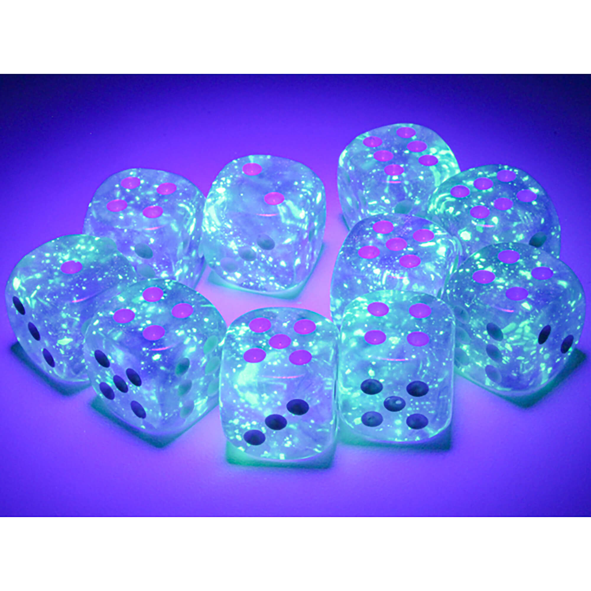 Chessex Borealis Purple White sada kostek D6 36 ks