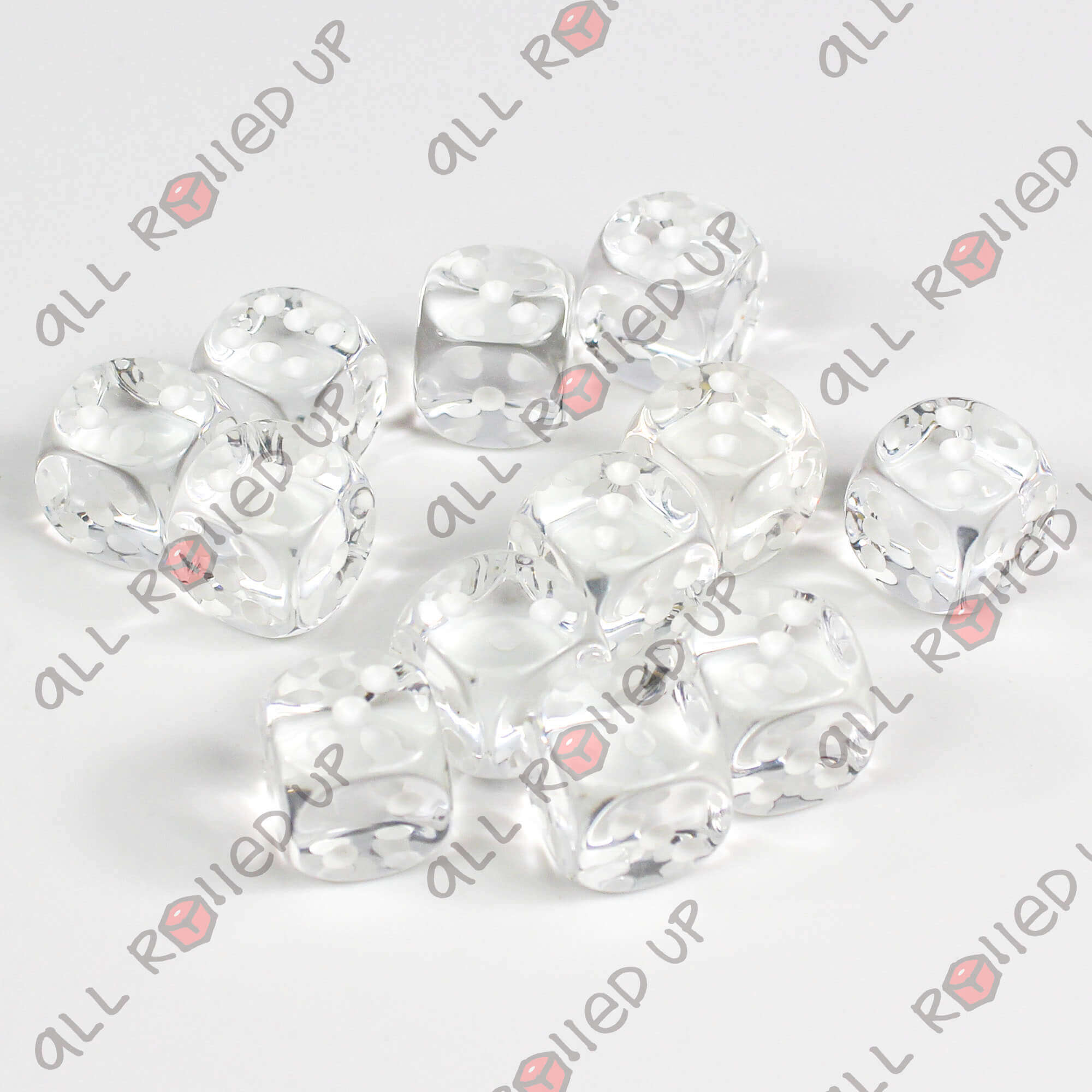 Chessex Translucent Clear White sada kostek D6 12 ks 16 mm